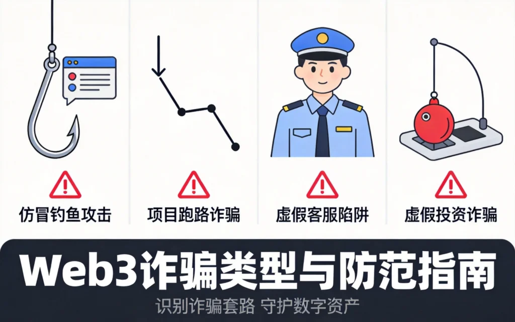  Web3钓鱼攻击Rug Pull假冒客服投资欺诈四大骗局类型图