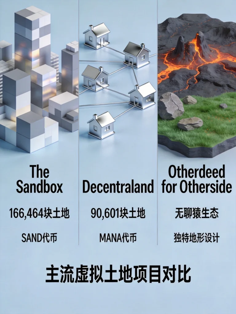 The Sandbox、Decentraland、Otherdeed三大主流虚拟土地项目核心数据对比