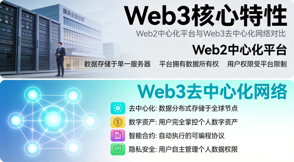 Web3四大核心特点解析,去中心化数字资产智能合约隐私保护