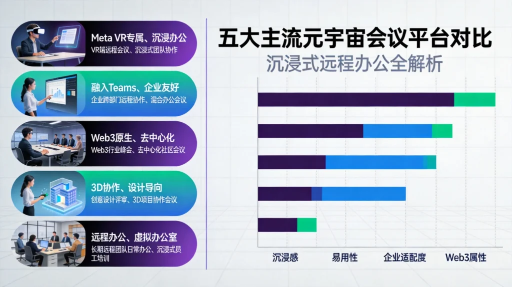 元宇宙会议平台对比图,五大主流平台特点与适用场景一览